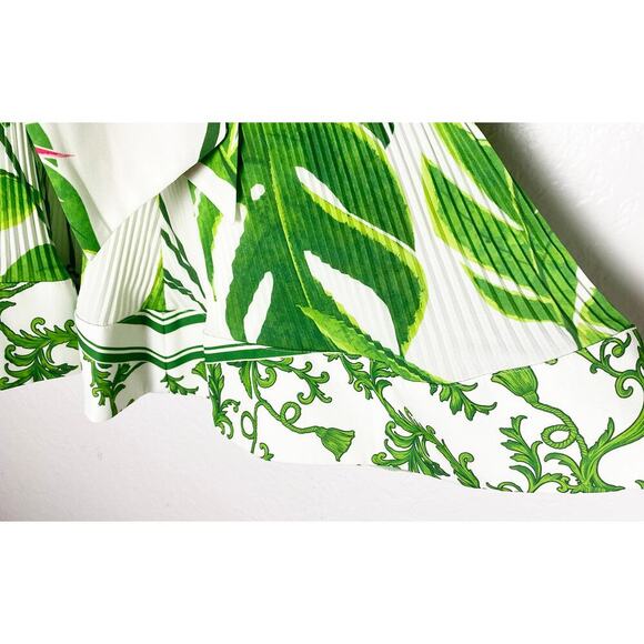 Milly Women's Liv Paradise Palm Pleated Self Tie Mini Dress Flowy Feminine NWT - Picture 5 of 9